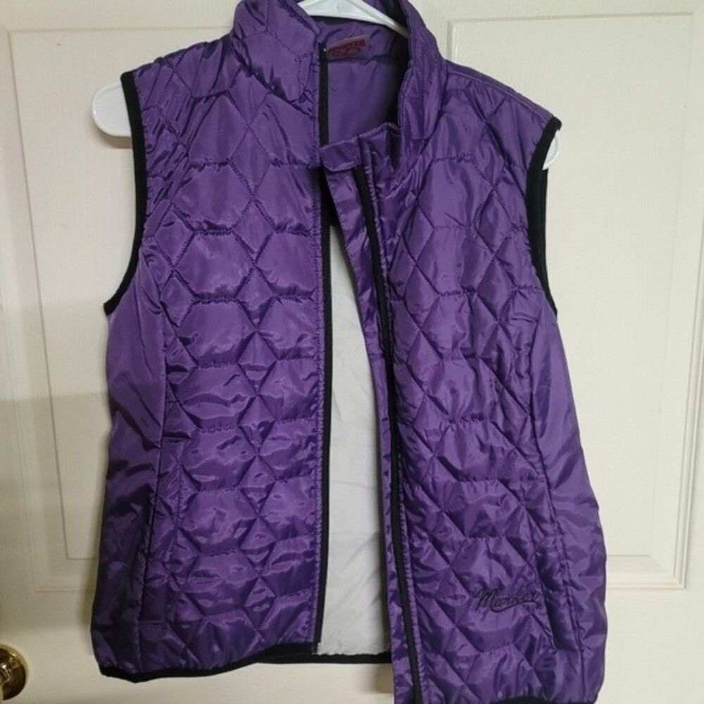 ~ Womens full zip purple Marker zip up puffer vest - size M